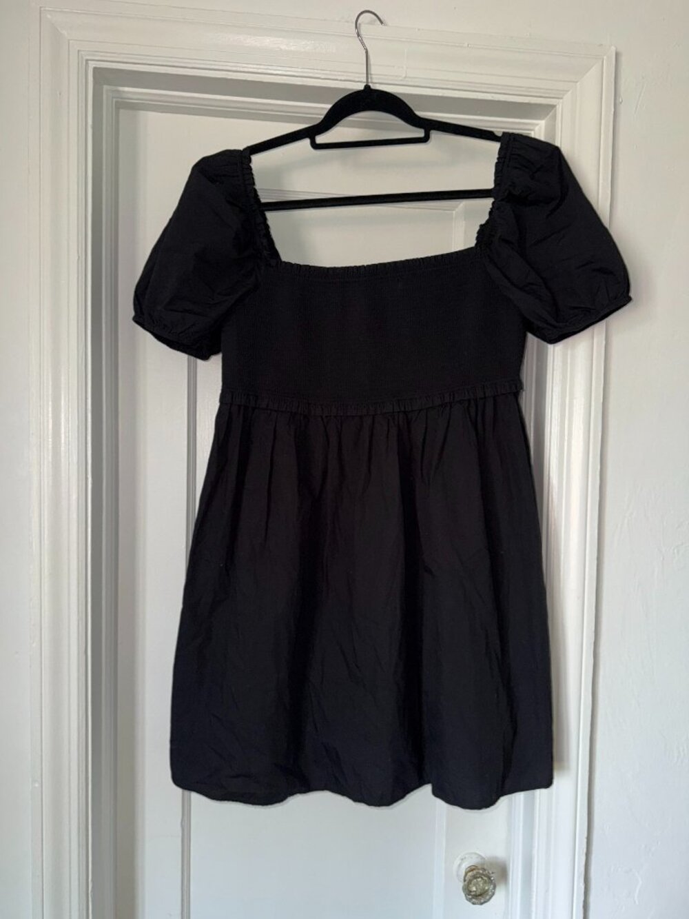 Sunday Best Hadley Black Cotton Puff Sleeve Babydoll Mini Dress XL